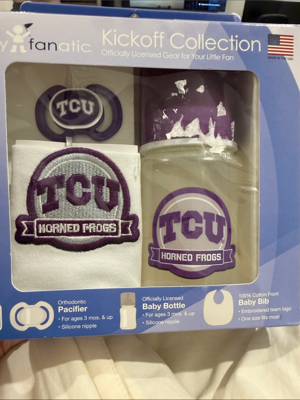 NIB Baby Fanatics TCU Infant 3 Gift Set